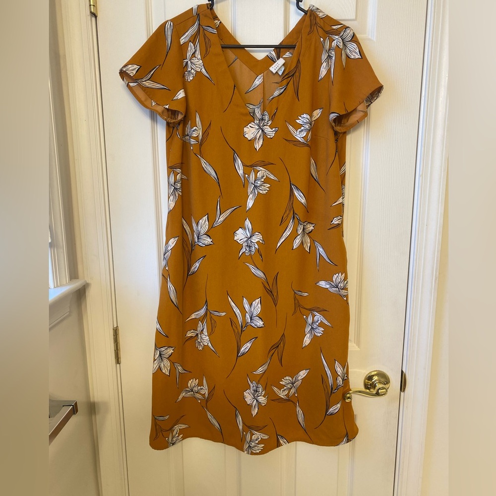 Target brand A New Day midi orange floral dress.